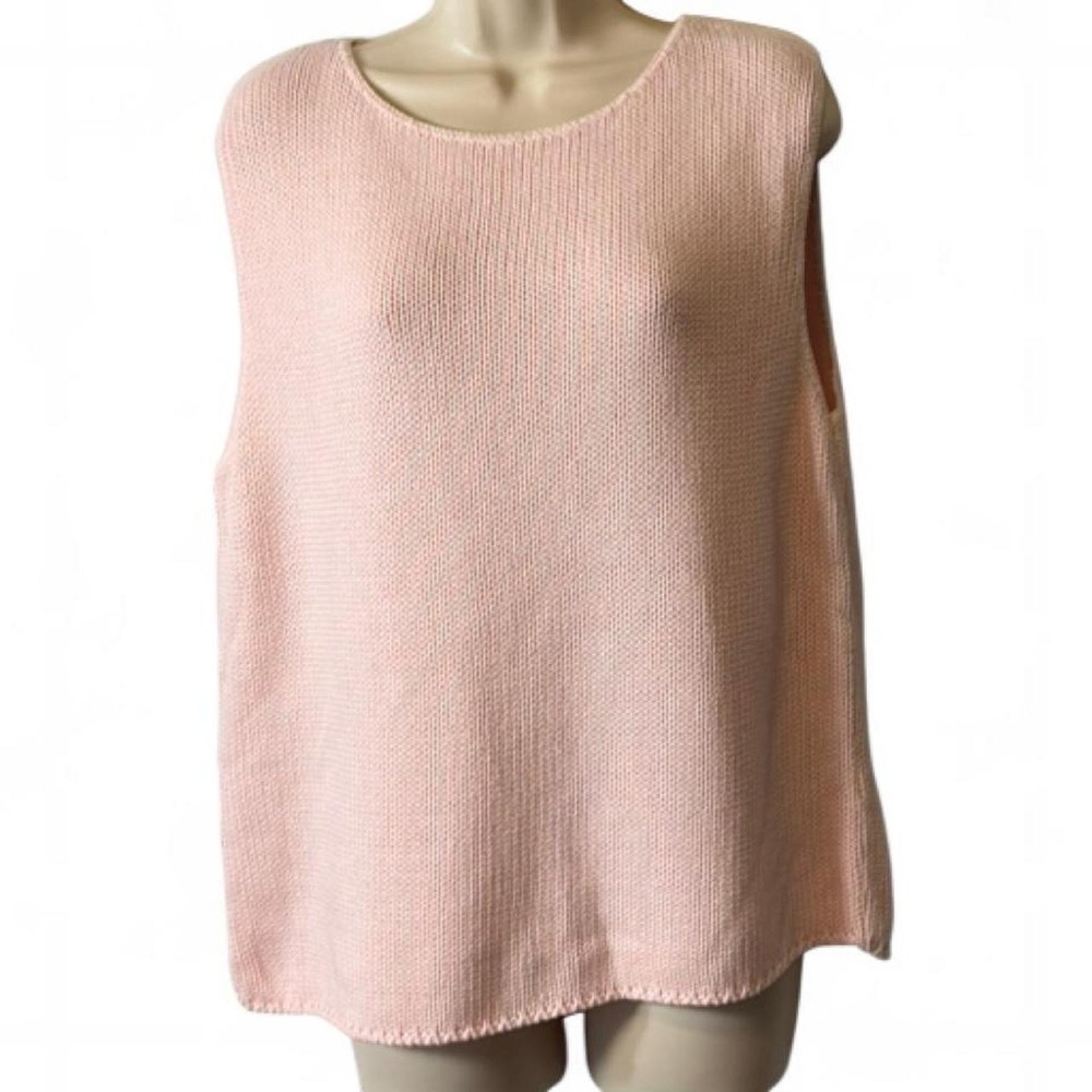 Vintage 90s Coldwater Creek Pink Knit Sweater‎ Tank Top Size XL